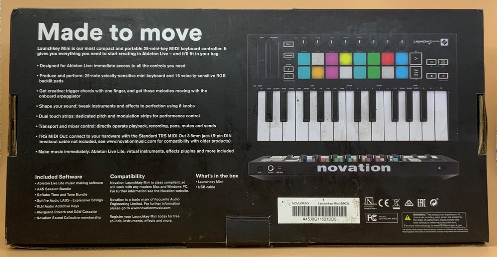 Novation Launchkey Mini MK3 25 Mini-Key MIDI Keyboard Controller Audio Tool