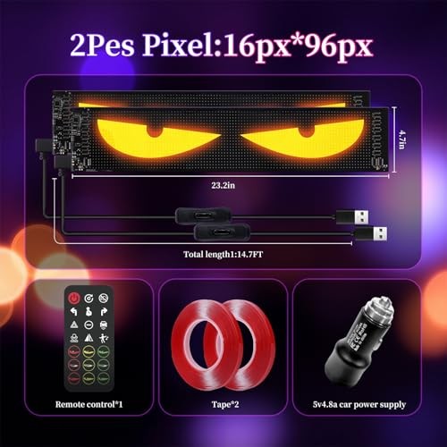 Devil Eyes Light 2PC for Windshield-23.42x4.72IN Programmable LED Eyes EM1696