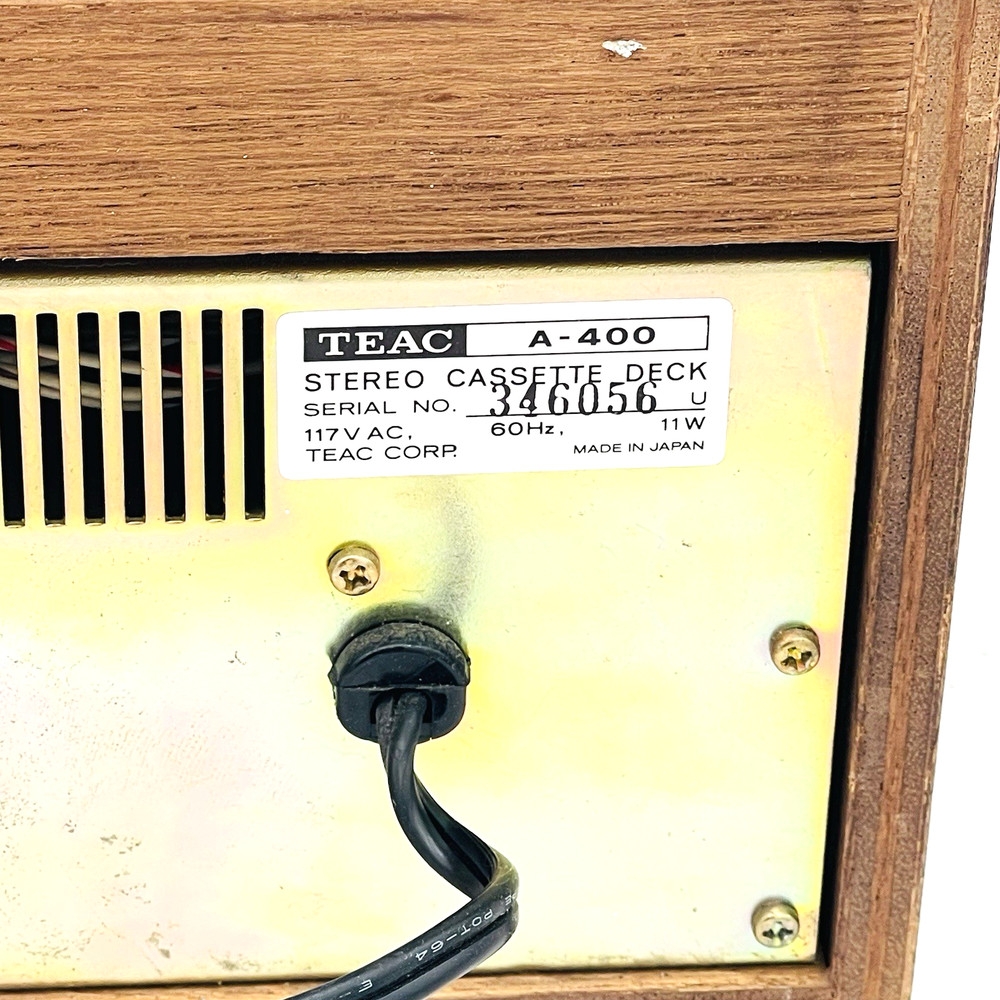 Teac A-400 Stereo Cassette Deck Powers on and Runs AUDIO OUTPUT NOT TESTED