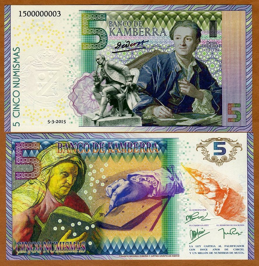 Kamberra, 5 Numismas, 2015, UNC Diderot, commemorative