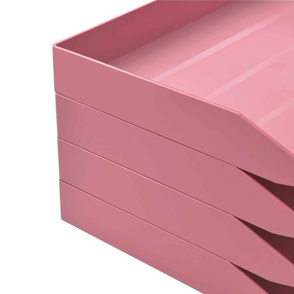 Stackable Letter Tray Single Side Load, Plastic, Desktop File Organizer (Soli...