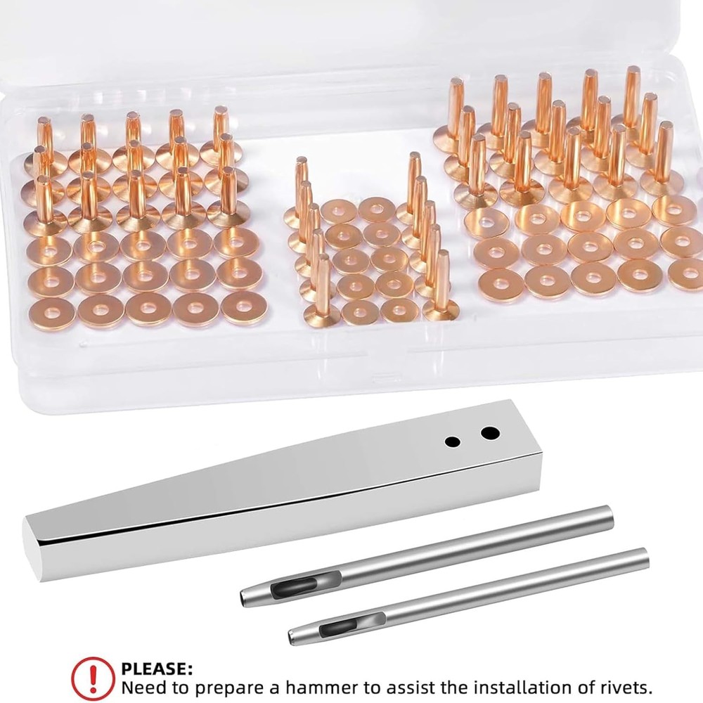 Copper Rivets and Burrs Leather Rivet Fastener Setting Tool 84Pcs