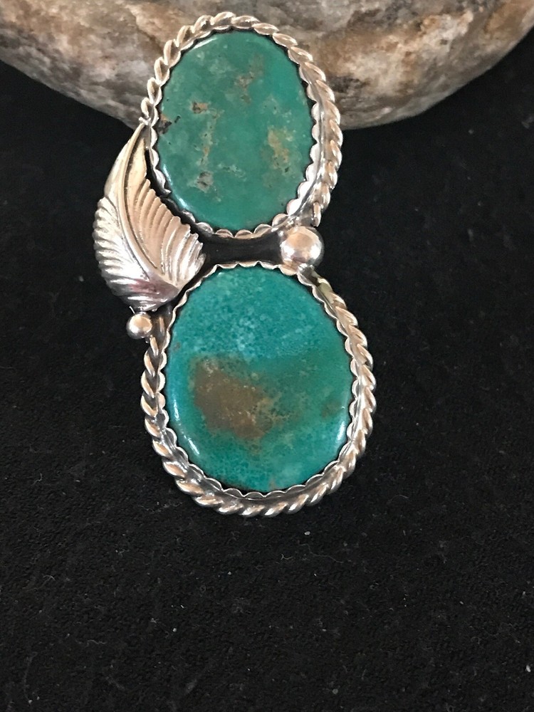 Apache Turquoise Navajo Sterling Silver Native American Ring Size 7 02891