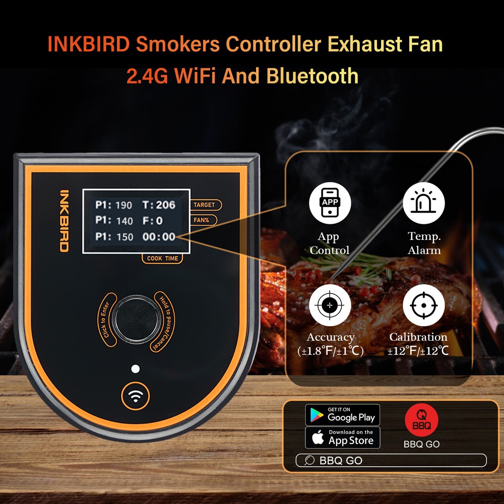 WiFi Smokers Controller BBQ Thermometer Bluetooth Oven Cooking Meat APP Control