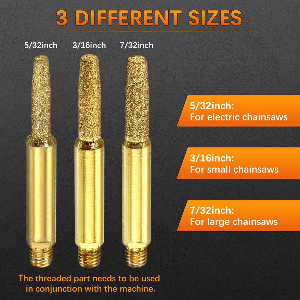 Chainsaw Sharpener with Nuts [12pcs]-Chainsaw Sharpening-[Gold- 5/32 Inch]