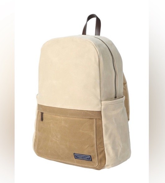 Vineyard Vines Island Canvas Backpack Raffia Tan NEW