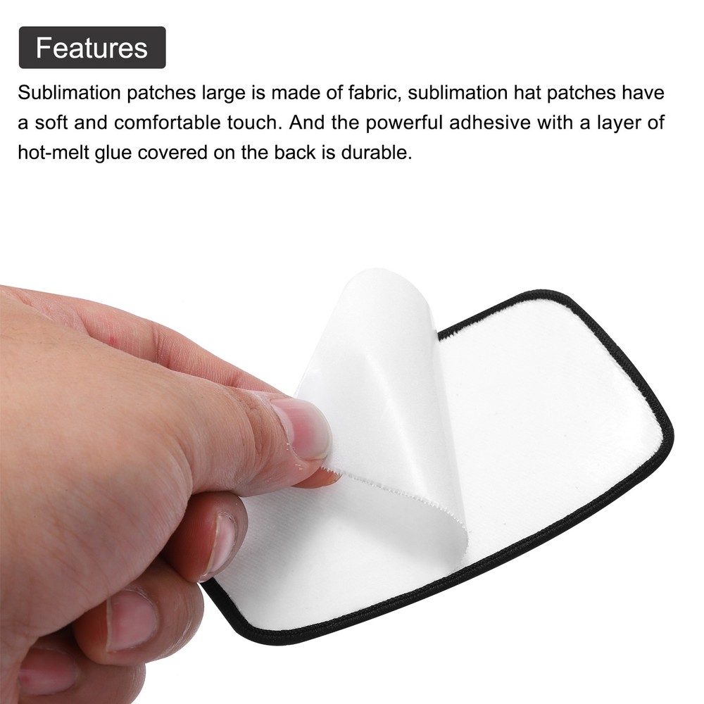 15pcs Sublimation Patch Blank Oval Rectangle White with Black Border