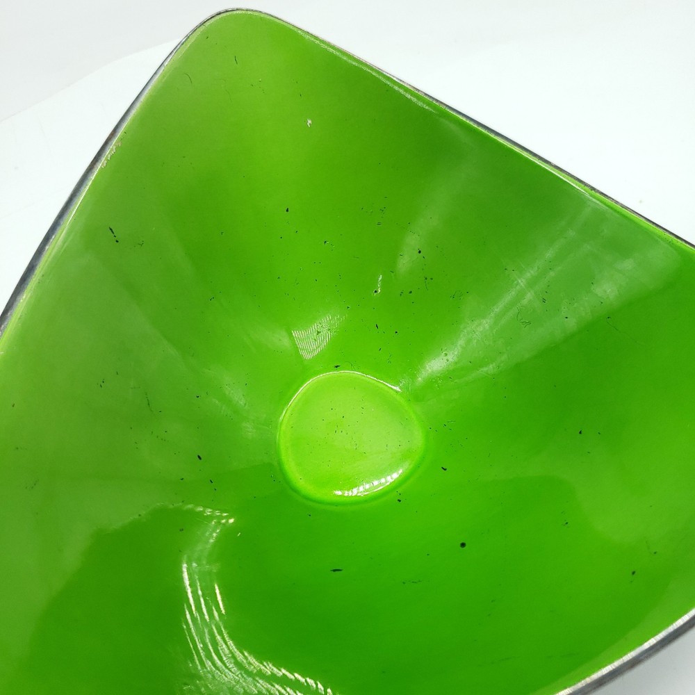 Reed & Barton Triangle Shaped Bowl #241 Green Enamel Silver-plated