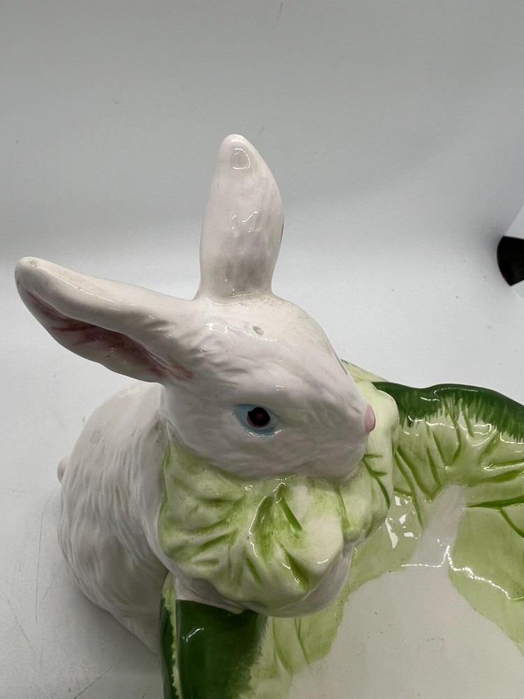 Department 56 EASTER Bunny Rabbit Cabbage Dish SPRING GREEN dept easter