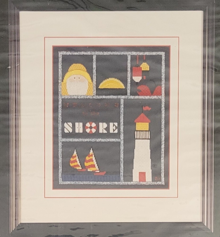 HandPainted Needlepoint Pattern & Instructions Welcome To The Shore, Signed -HTF
