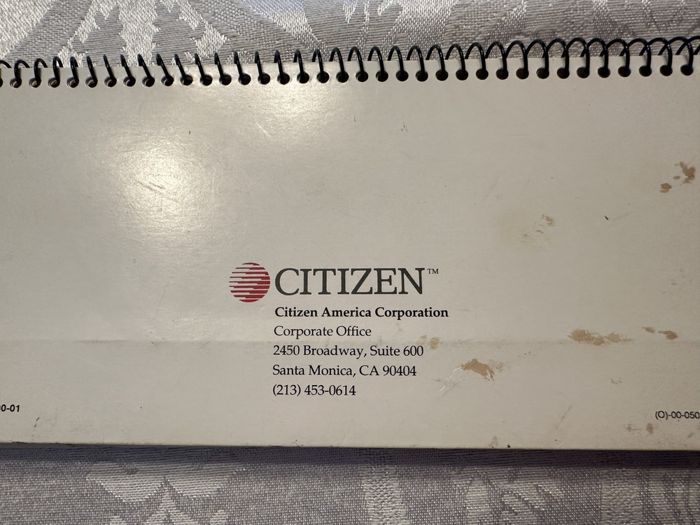 VINTAGE 1991 Citizen PN48 Notebook Printer User's Guide Lotus 123 Microsoft