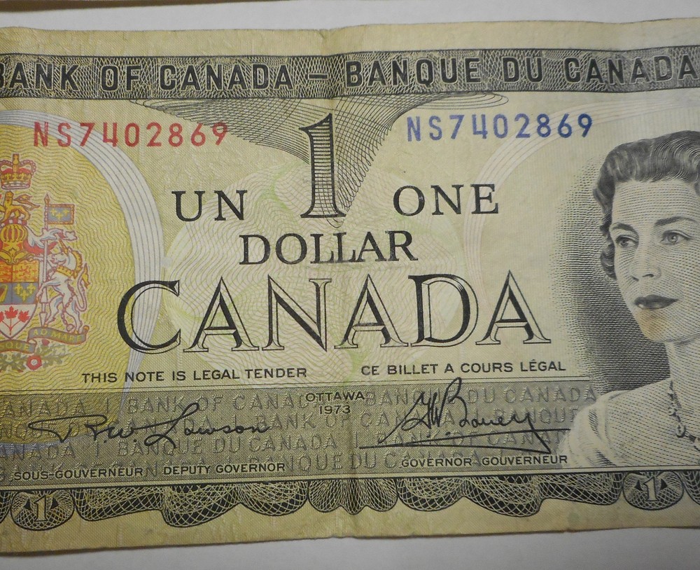 2 1973 One Dollar Notes Bills Canada Lot