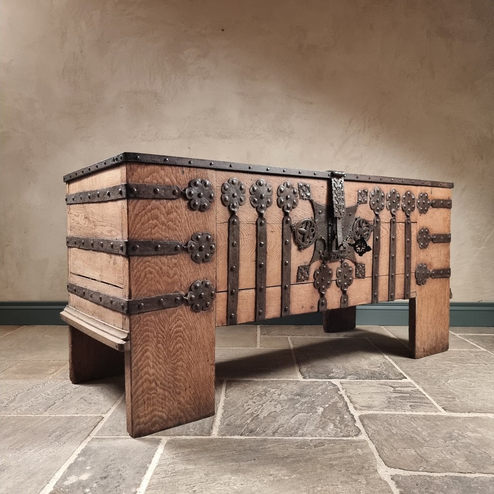 A 16th Century Iron Bound Coffer.