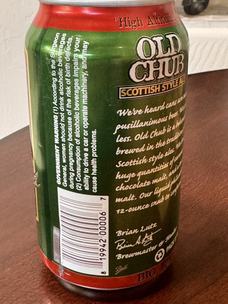 colorful version - Old Chub Scottish Style Ale - Empty Beer Can Bottom Opened