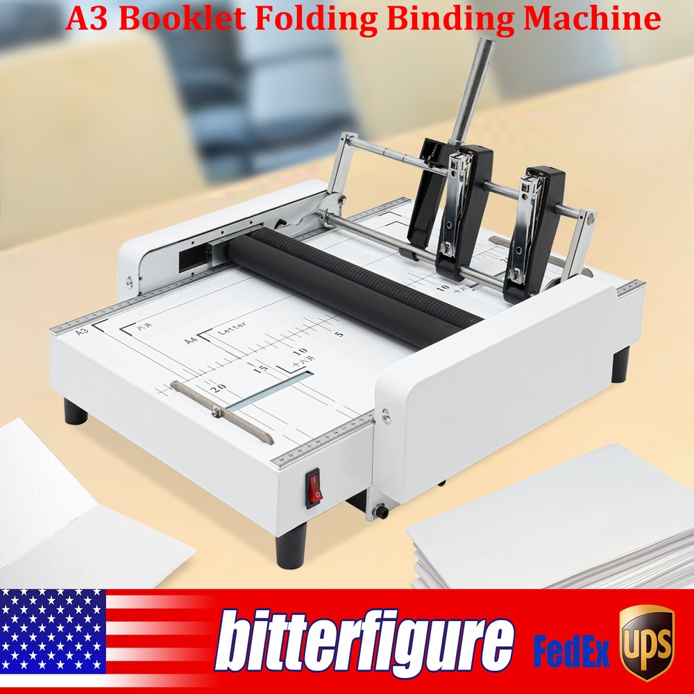 A3 Booklet Folding Binding Machine Paper Stapling Making Book Stapler Office 60W