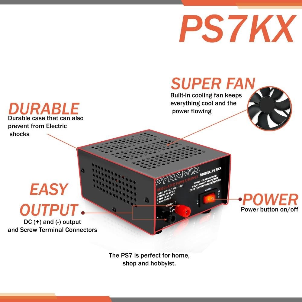 Pyramid Universal Compact Bench Power Supply - 5 Amp Linear Regulated BLACK