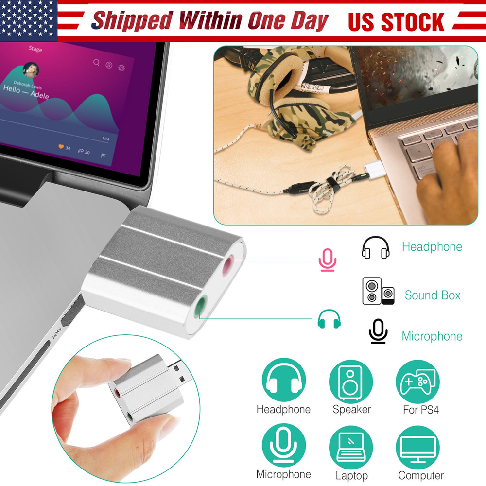 USB Audio Adapter External Stereo Sound Card