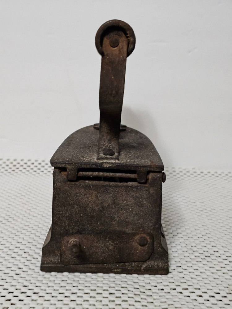 ANTIQUE CAST IRON COAL IRON WOOD HANDLE