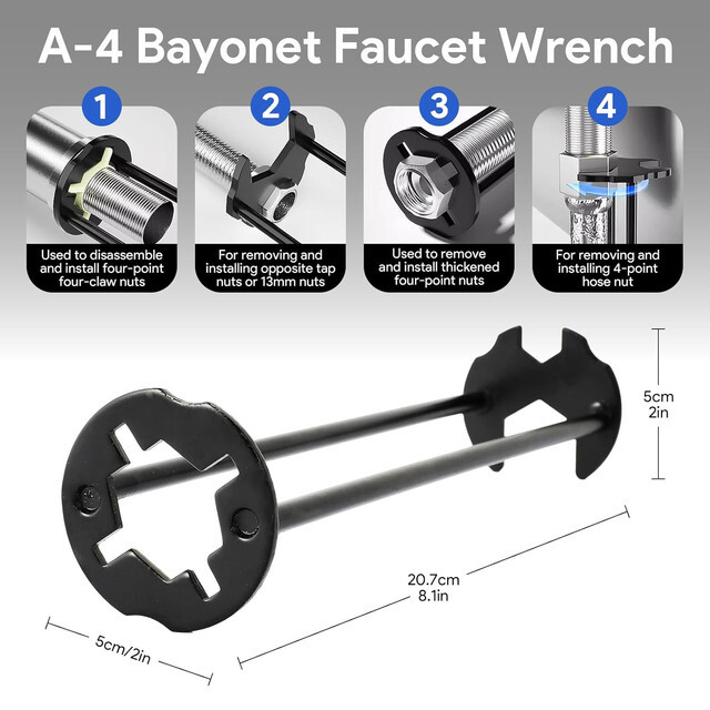 2PCS Basin Wrench multifunction Sink Plumbing Tool Tap Spanner Kitchen