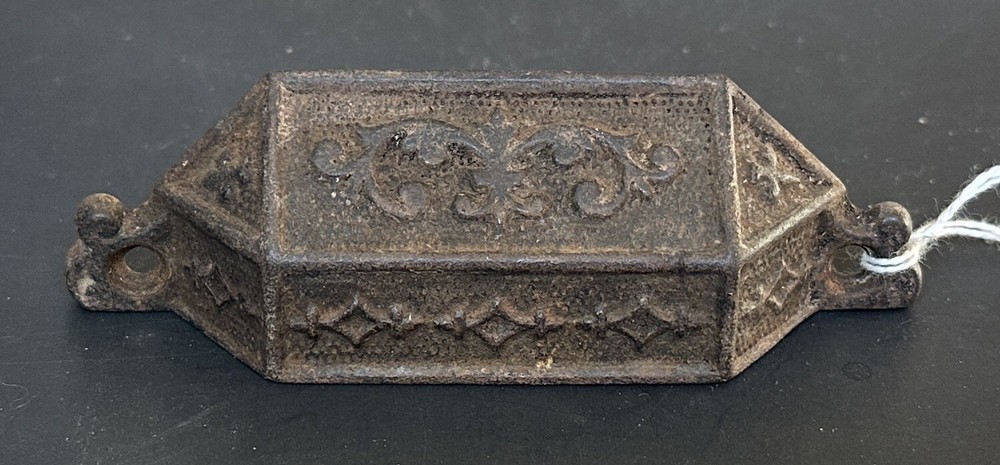 #1770-Antique Original Cast Iron Apothecary Cabinet Bin Drawer Pull Pulls Handle