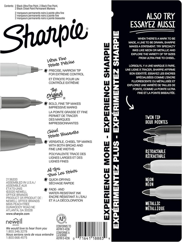 Permanent Markers Variety Pack, Includes Chisel, Fine, and Ultra-fine Tips, M...