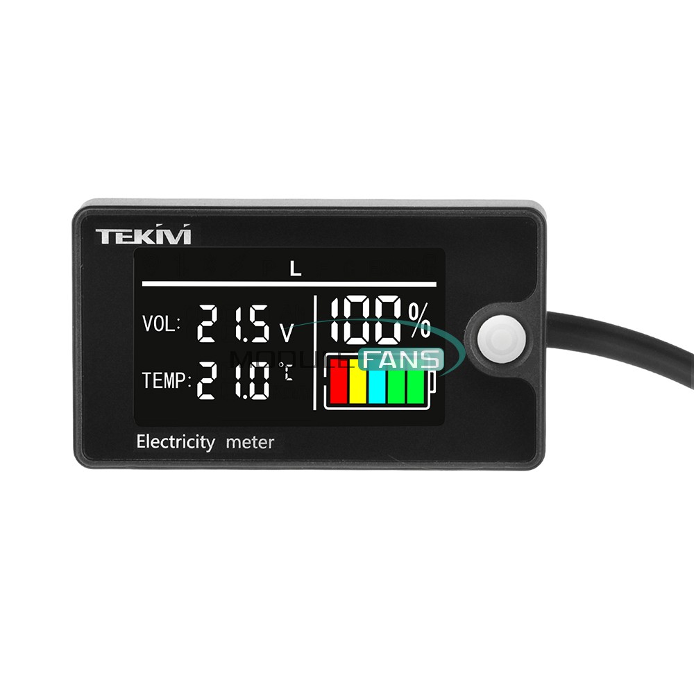 DC8-100V LCD Digital Battery Capacity Indicator Voltmeter w/ Temperature Display