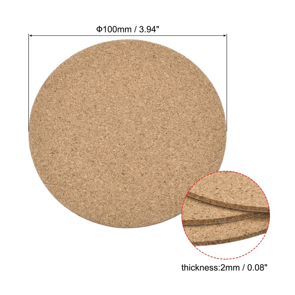 100mm Round Coasters 2mm Thickness Cork Cup Mat 4pcs