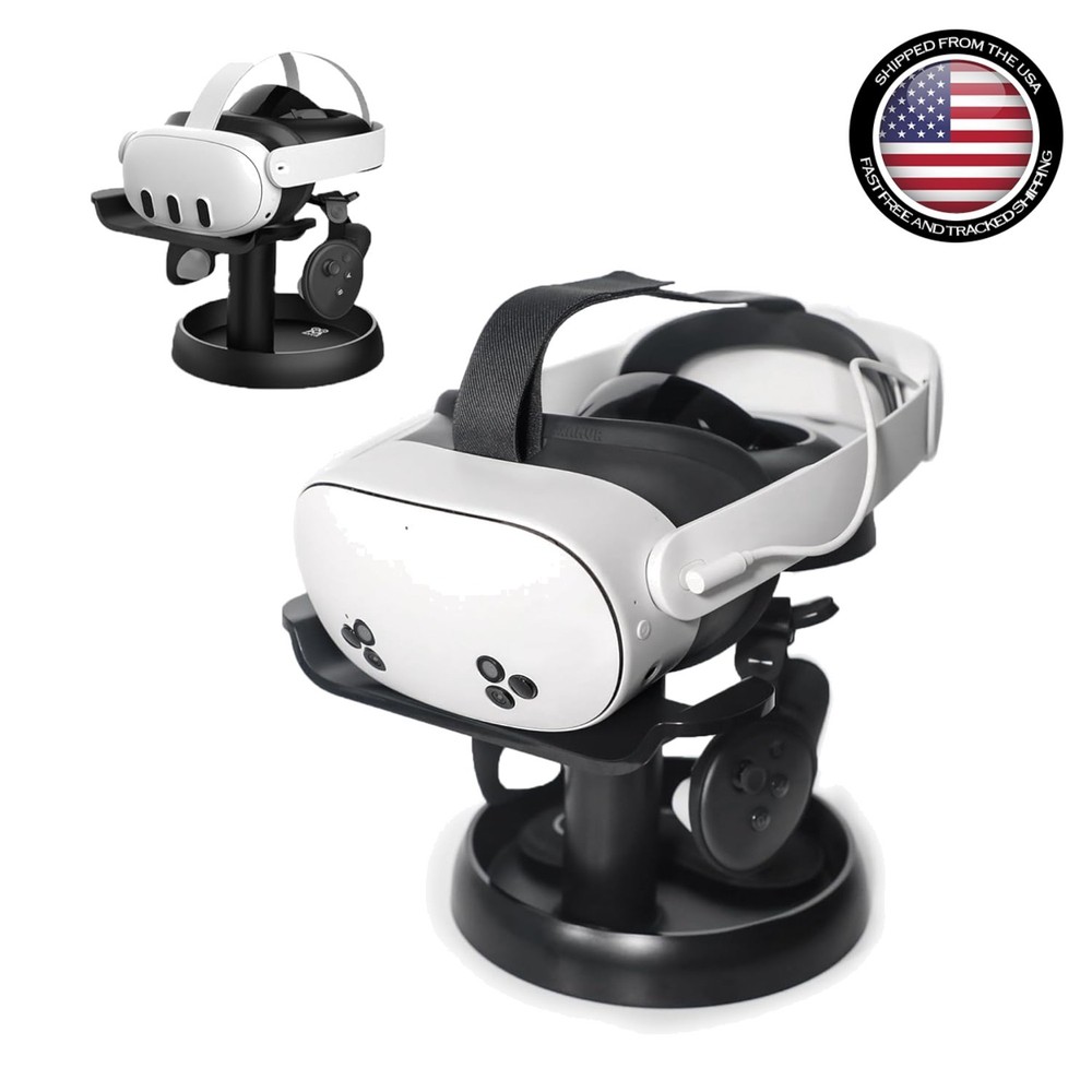 Sturdy Cyberpunk VR Headset Holder with Storage for Quest 3, Vision Pro, PSVR2