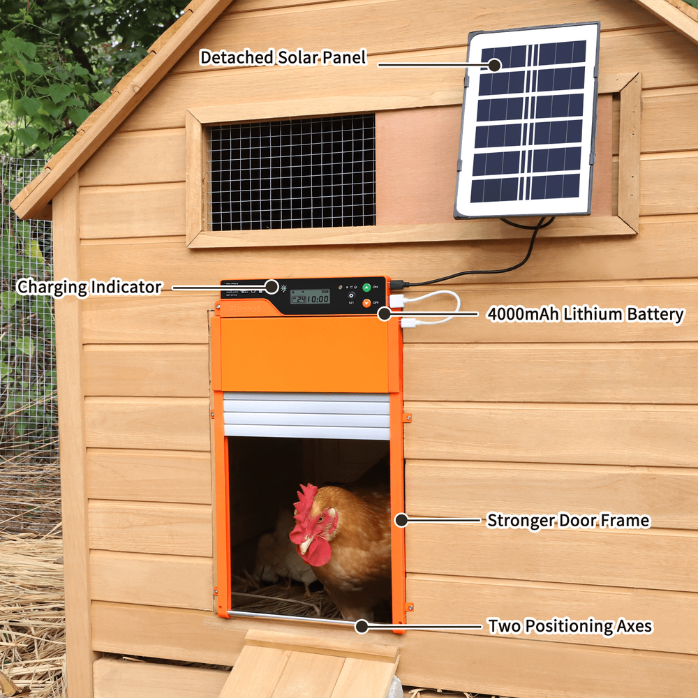 Auto Chicken Coop Door Solar Powered LCD Timer Light Remote Control Poultry Gate