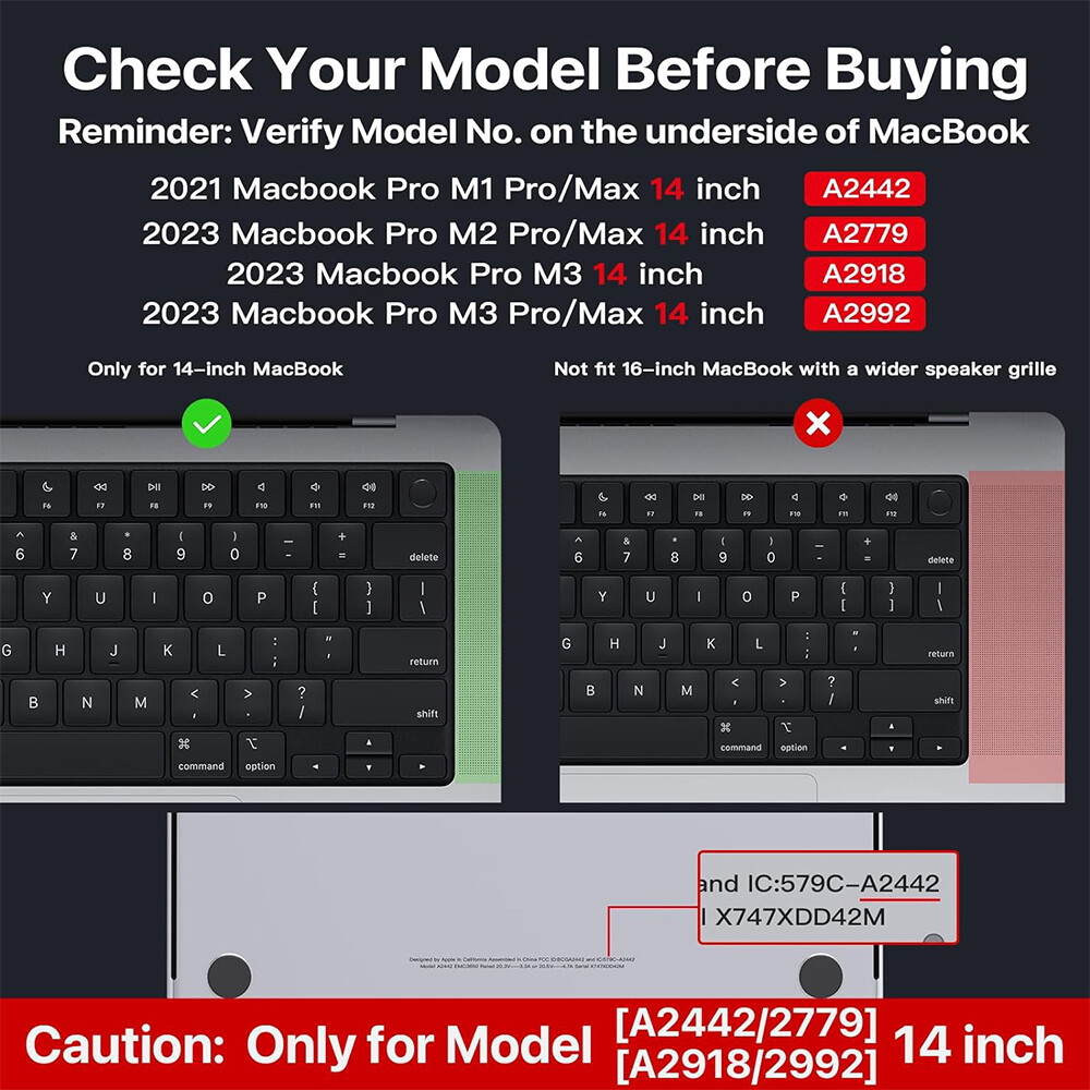 Fr MacBook Pro 14" Hard Case & Keyboard/Screen Protector A2918 A2992 A2442 A2779