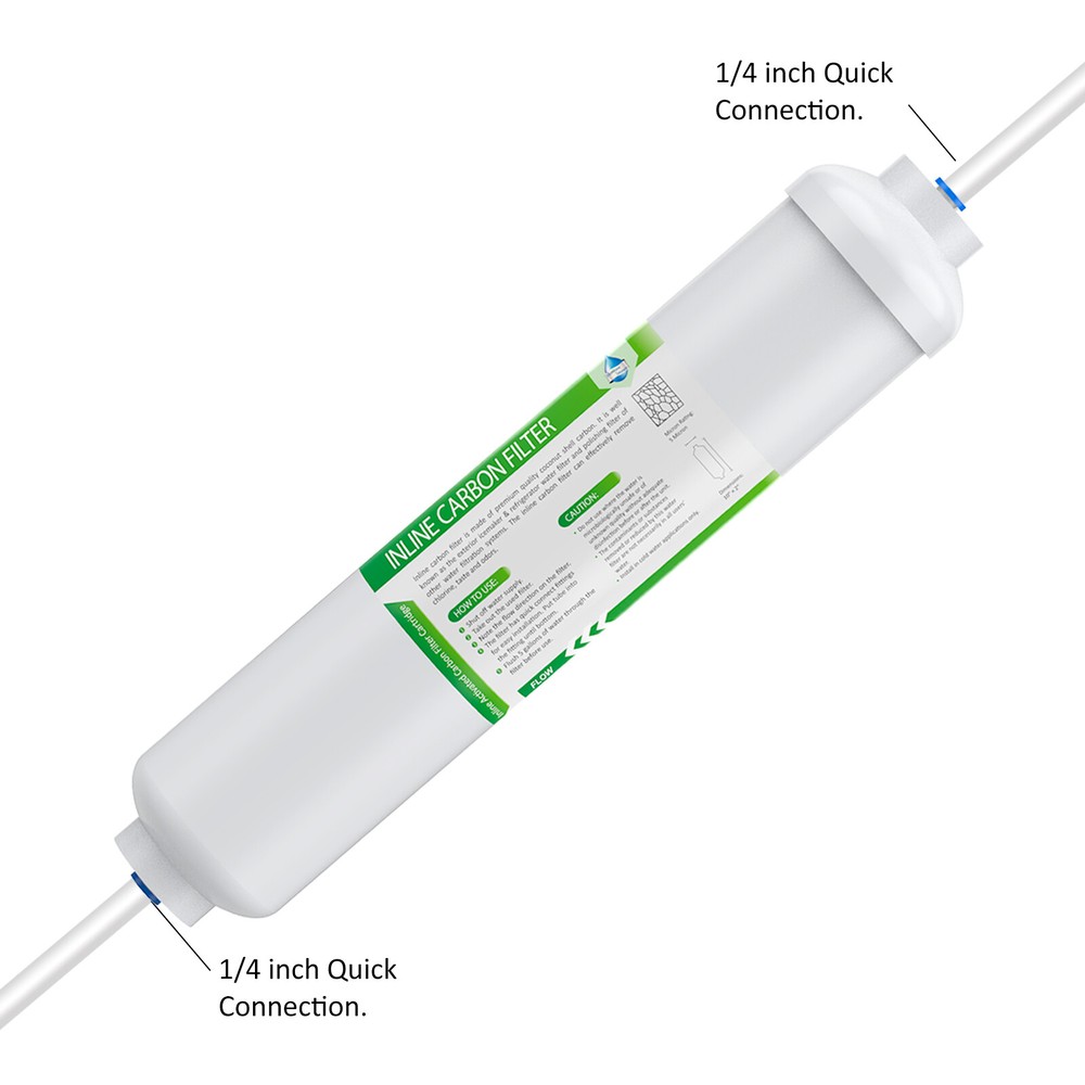 3 Pack Post Carbon Inline Water Filter Quick Connect 1/4" QC Fridge Ice-maker