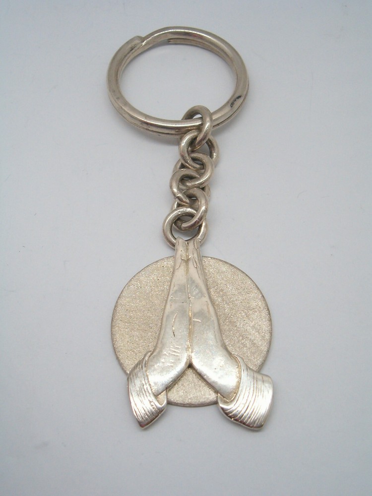 925 Silver PRAYER HANDS Keychain - Break -