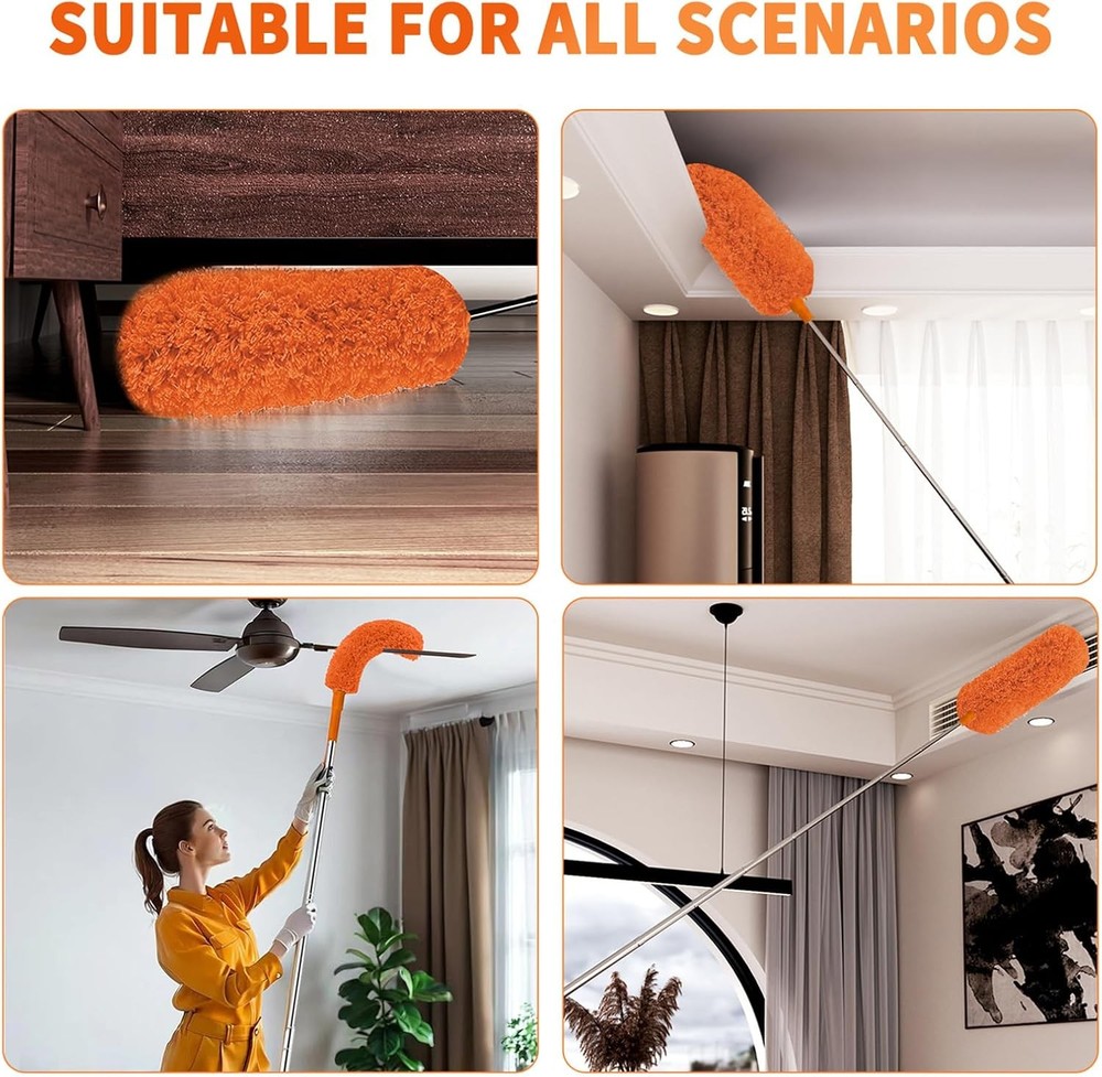 Cobweb Duster with Extension Pole, Cleaner Outdoor 110" Telescoping Extended
