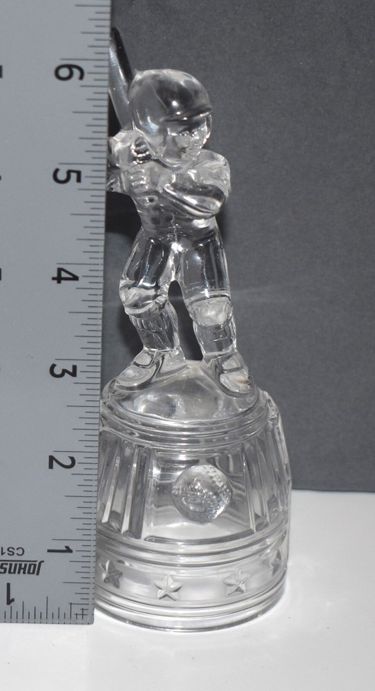 RARE Vintage Clear Glass Baseball Player Batter Candy Container