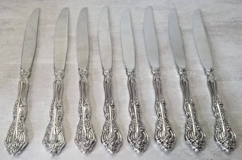 Oneida Michelangelo Cube Heirloom Set 8 Dinner Knives Stainless Flatware