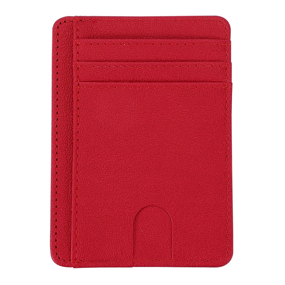 Slim Wallet Minimalist Leather Front Pocket RFID Blocking Wallet, Red