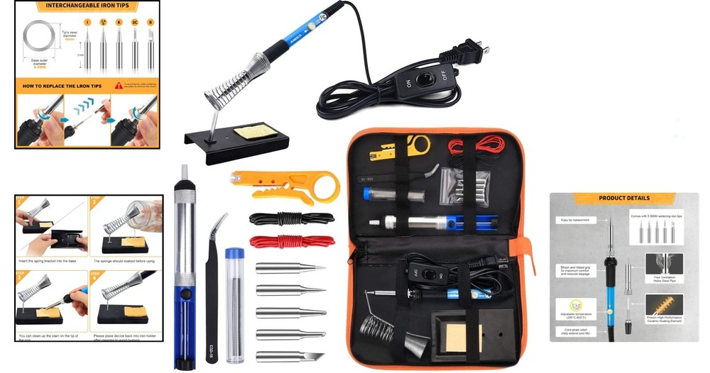 Versatile Soldering Iron Kit with Silicone Handle - Perfect for DIY Projects