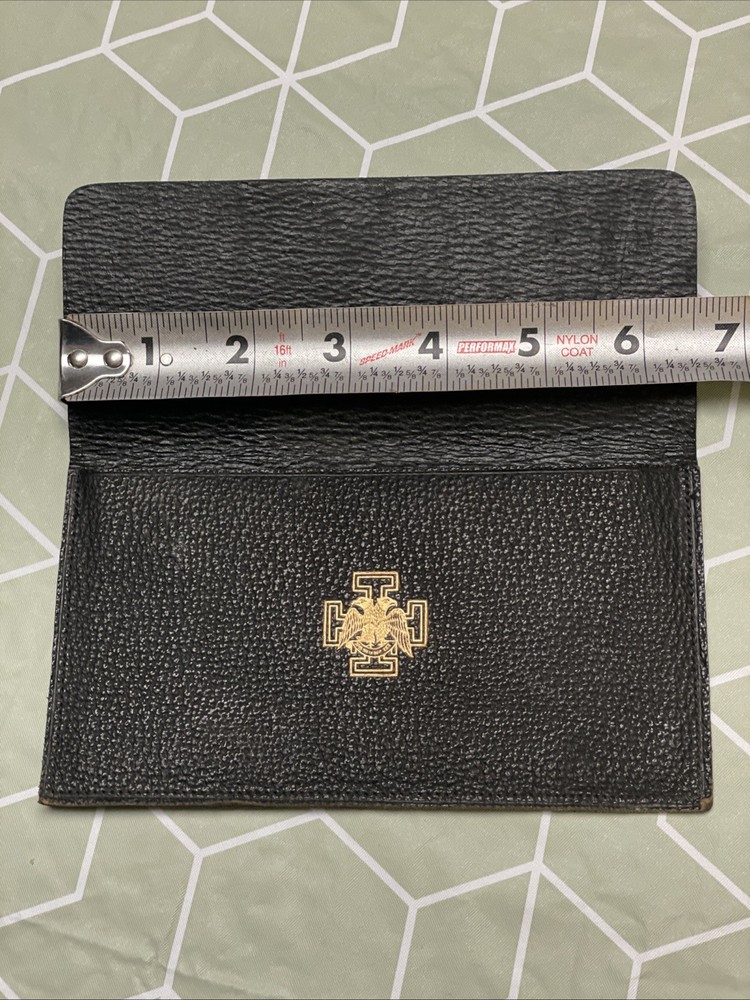 Vintage Leather Wallet, Scottish Rite, Freemason, Embossed