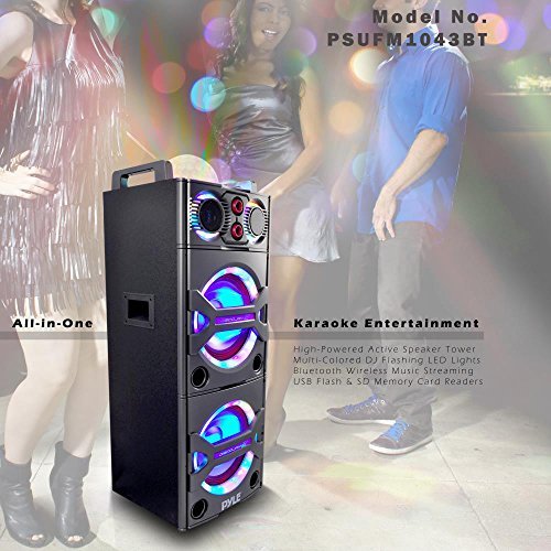 Pyle PSUFM1043BT Bluetooth PA Loudspeaker Karaoke System, Wireless Mic