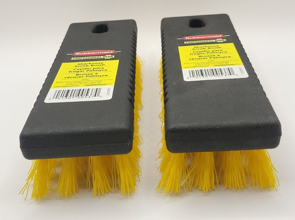 Rubbermaid Sharknose Scrub Brush Pro Plus Cleaning Flat Handle Palmyra 2 PACK