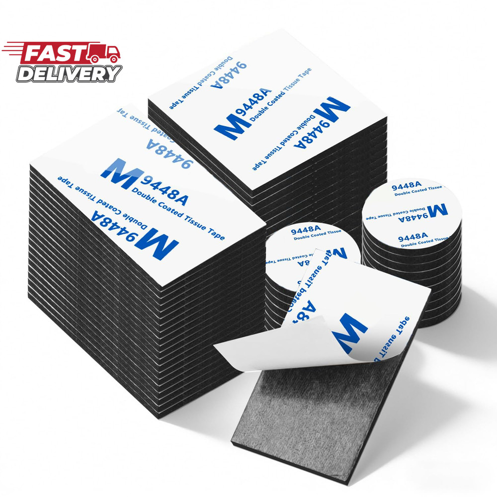 Double Sided Foam Tape Strong Pad Mounting,Black Self-Adhesive Tape Include Squa