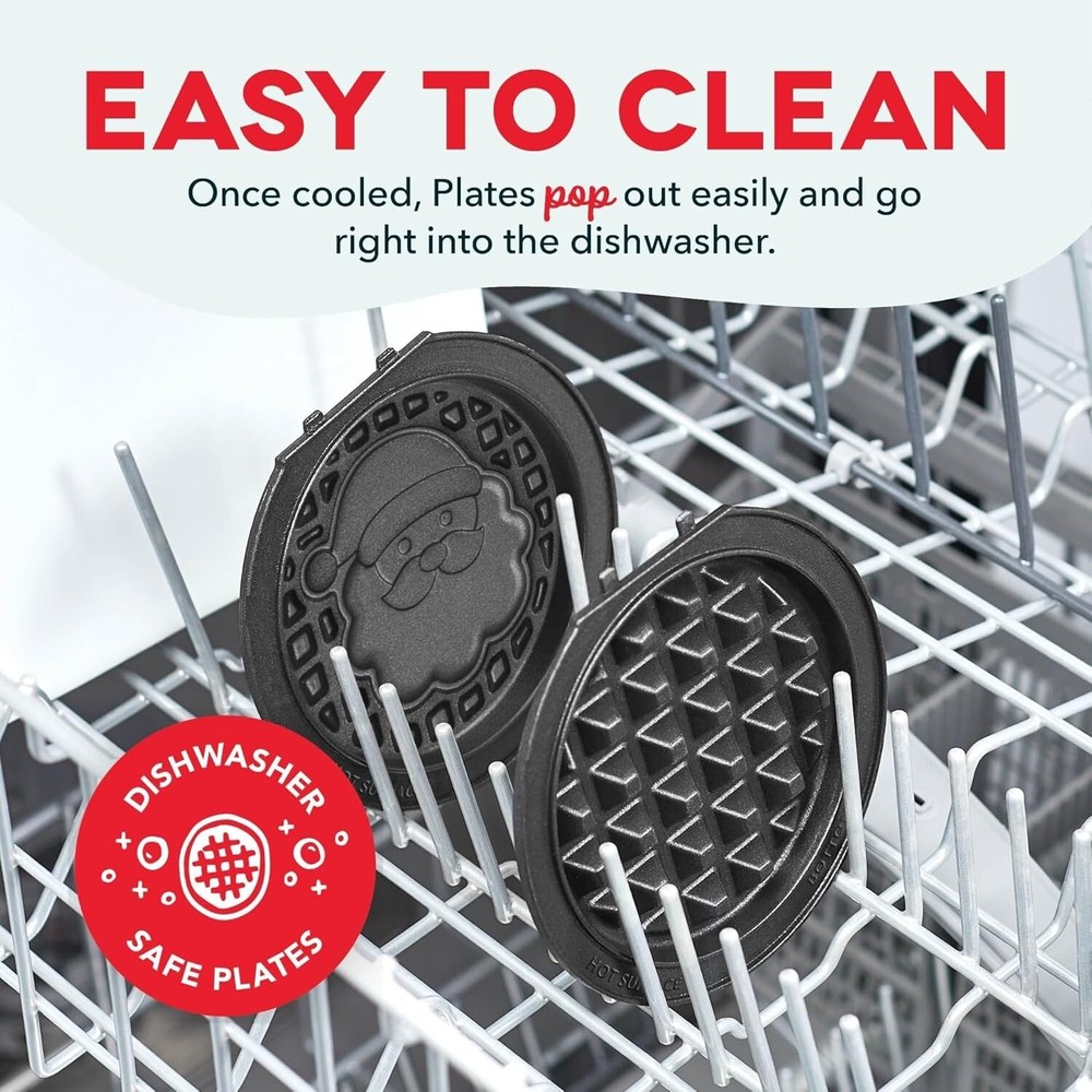 DASH MULTIMAKER MINI WAFFLE SYSTEM W/ 7 REMOVABLE PLATES & STORAGE CASE, RED