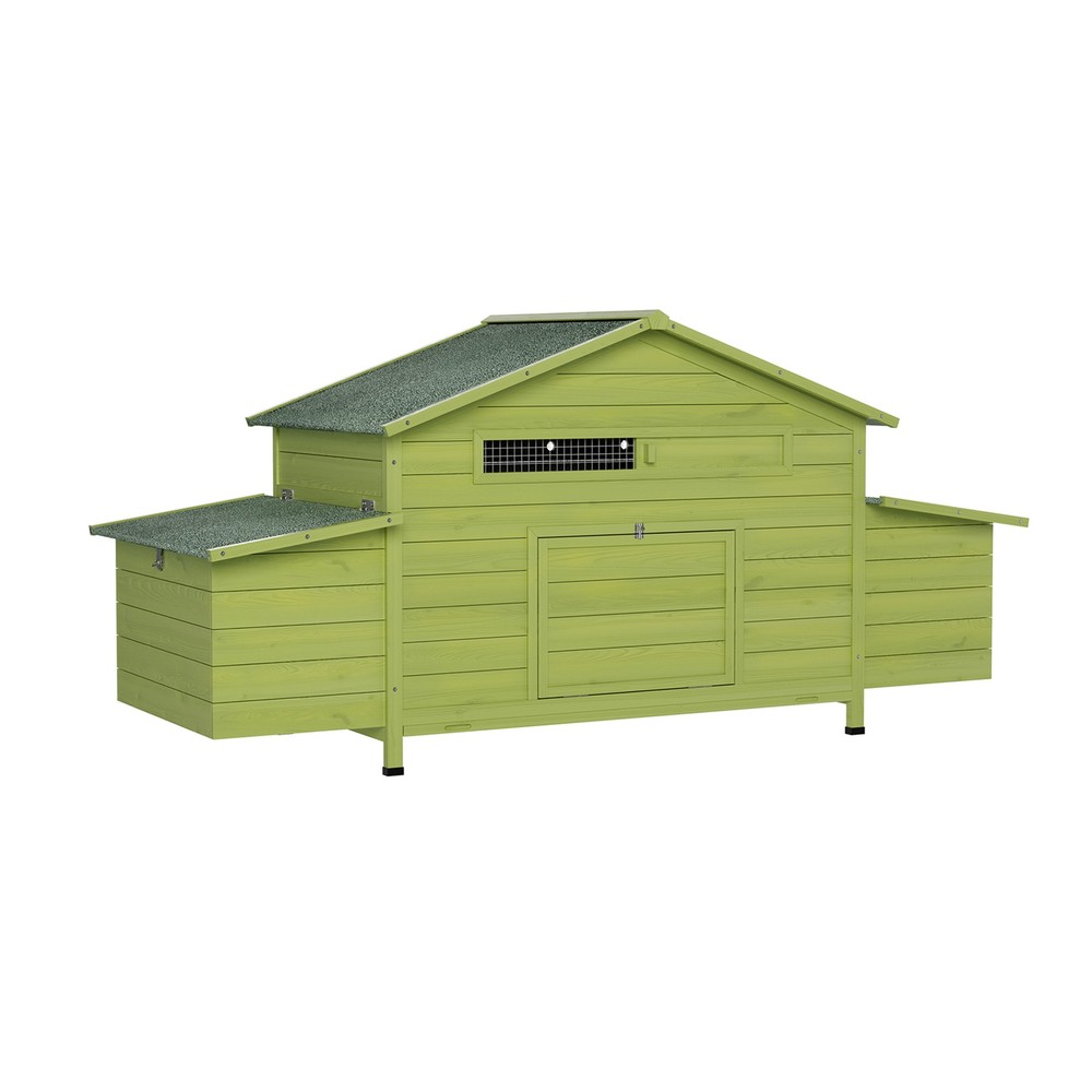 11.12 ft² Wooden Chicken Coop 2 Free-Range Doors 2 Nesting Boxes & Perch