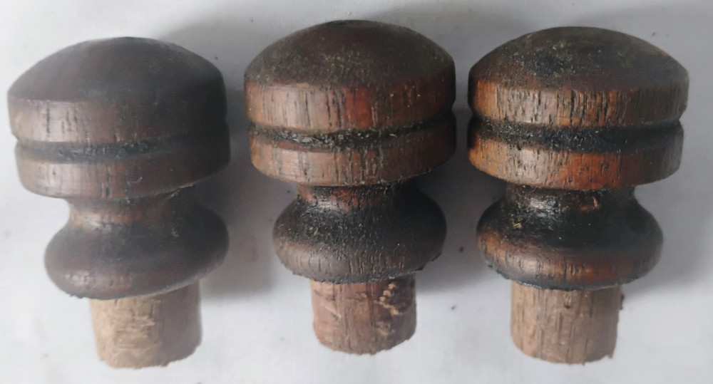 6 Small 1" high Antique Victorian Walnut Finials