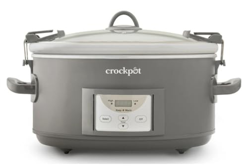 Crock-Pot Programmable 7-Quart Cook and Carry Locking Lid Slow Cooker Grey