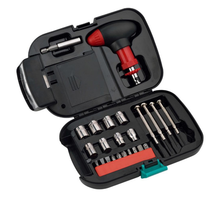 24pcs/set Outdoor Camping Flashlight Tool Set With Light Tool Box Hardware Tool