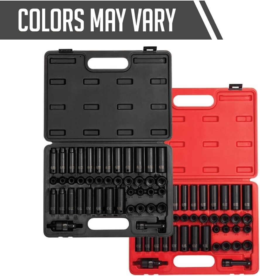 Durable 42-Piece Impact Socket Collection - SAE & Metric Sizes, ANSI Certified