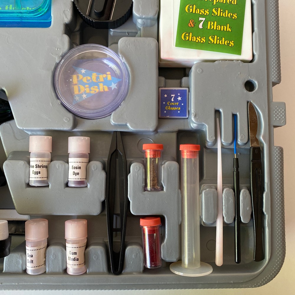 AmScope 52pc 120X-1200X Starter Compound Microscope Science Kit for Kids