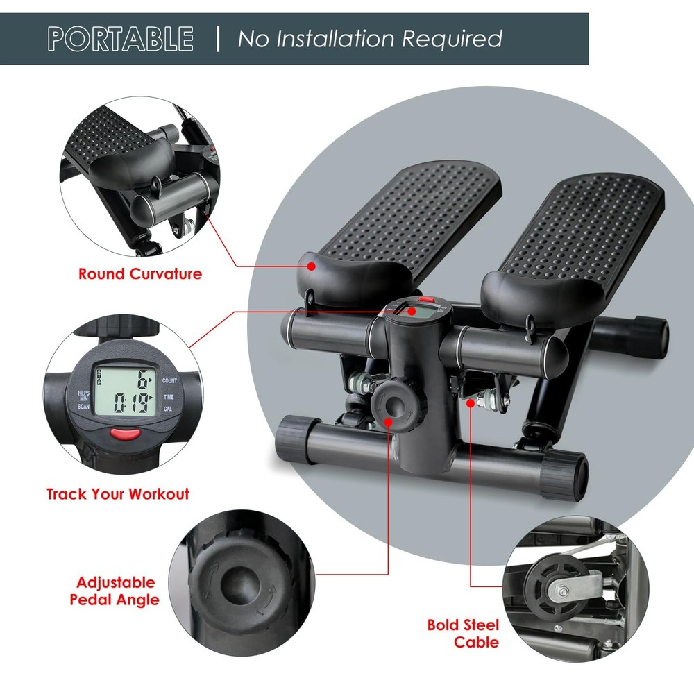 Compact Stepper Machine for Indoor Cardio & Leg Workout | Small Portable Step...