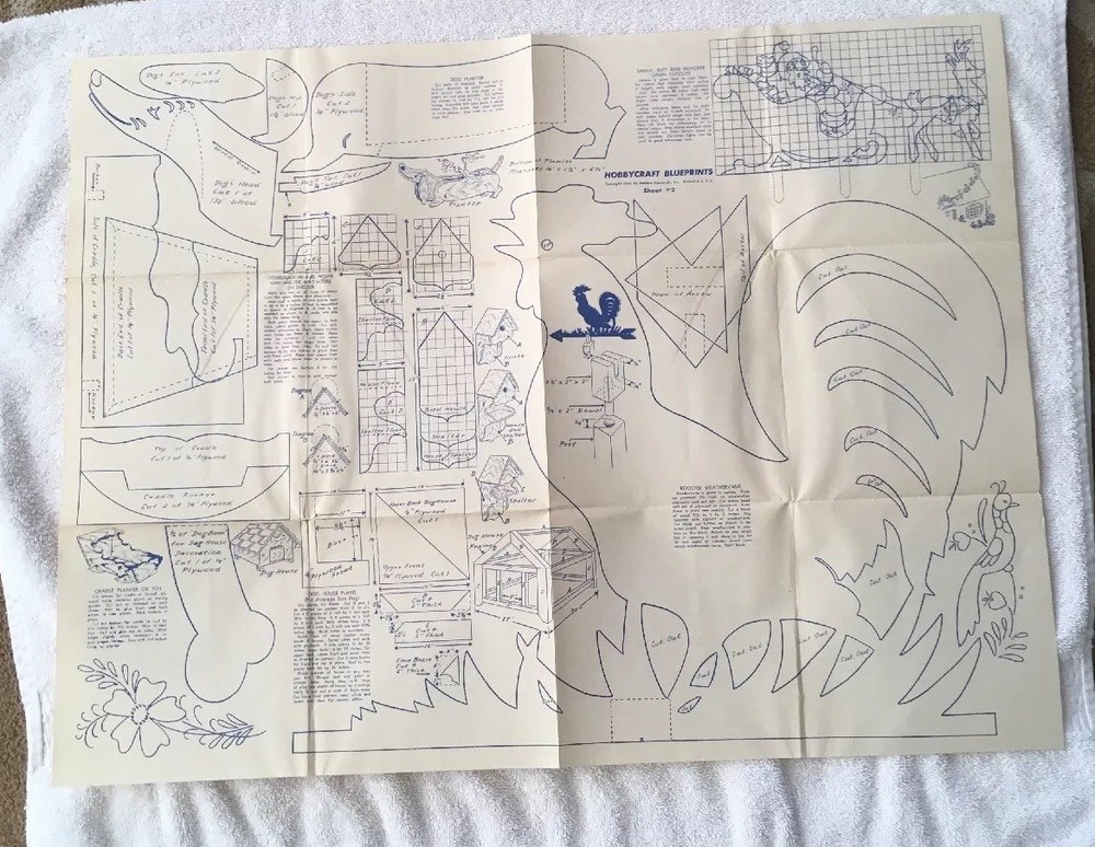 1956 Hobbycraft Blueprints Sheet 1 2 3 4 Scroll Saw 4 Sheets